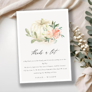 Tarjeta De Agradecimiento Boda floral de la calabaza blanca suave de Pastel