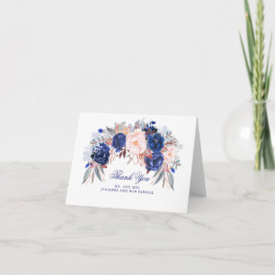 Tarjeta De Agradecimiento Boda floral de la marina gracias