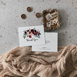 Tarjeta De Agradecimiento Boda floral de la Marina Rosa de Borgoña