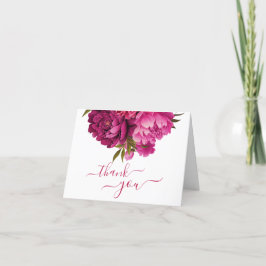 Tarjeta De Agradecimiento Boda floral de la peonía magenta