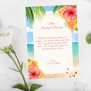 Tarjeta De Agradecimiento Boda floral de la playa de la isla tropical