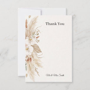 Tarjeta De Agradecimiento Boda floral de las Pampas neutras