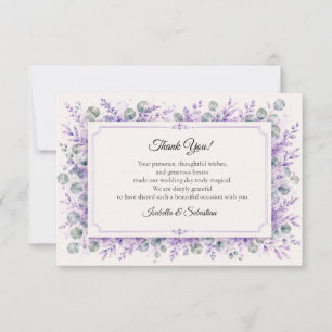 Tarjeta De Agradecimiento Boda floral de lavanda etérea