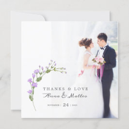 Tarjeta De Agradecimiento Boda floral de lilac minimalista
