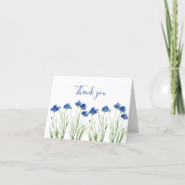 Tarjeta De Agradecimiento Boda Floral de los Cornflowers azules clásicos Gra
