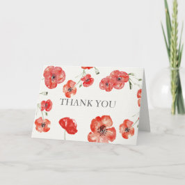 Tarjeta De Agradecimiento boda floral de los Poppies Rojos Gracias