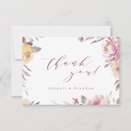 Tarjeta De Agradecimiento Boda floral de mauve romántico
