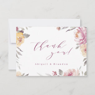 Tarjeta De Agradecimiento Boda floral de mauve romántico