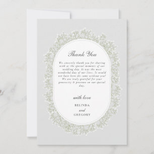 Tarjeta De Agradecimiento Boda floral de monograma de aliento de bebé Gypsop