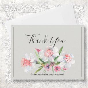 Tarjeta De Agradecimiento Boda floral de narciso blanco
