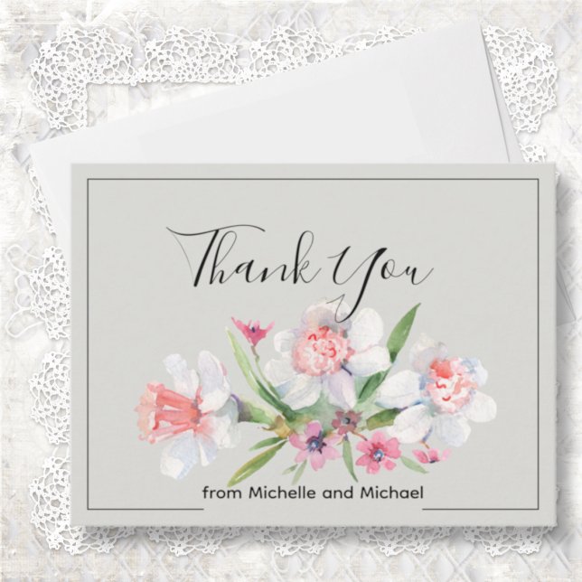 Tarjeta De Agradecimiento Boda floral de narciso blanco (Subido por el creador)