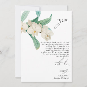Tarjeta De Agradecimiento Boda floral de orquídeas blancas acuarela