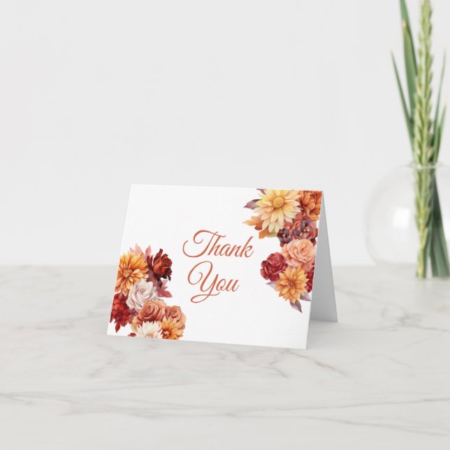 Tarjeta De Agradecimiento Boda floral de otoño (Anverso)