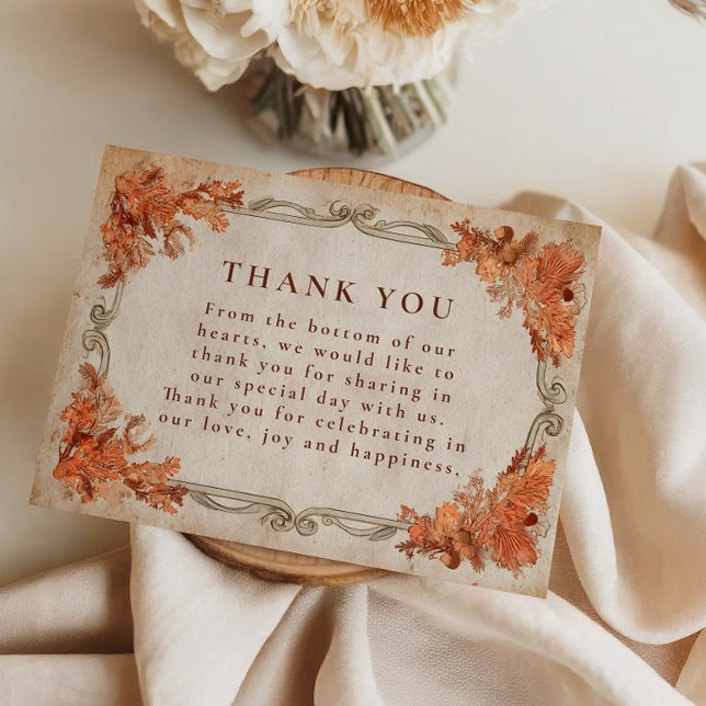 Tarjeta De Agradecimiento Boda Floral de Otoño Rústico (Subido por el creador)