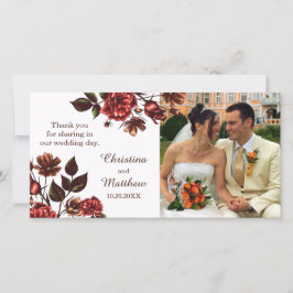 Tarjeta De Agradecimiento Boda Floral de otoño y otoño