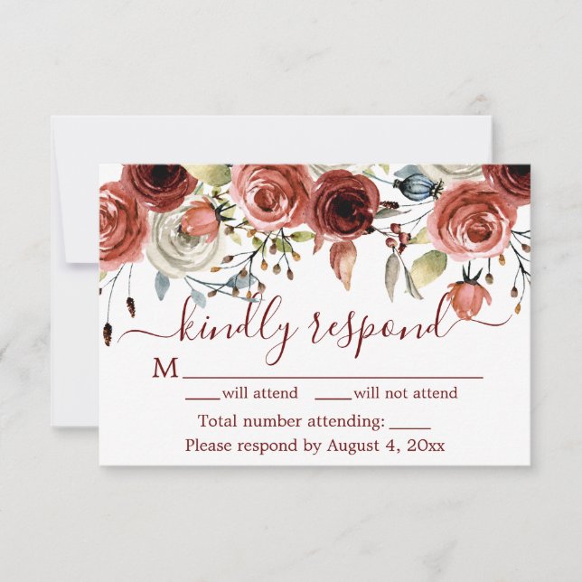 Tarjeta De Agradecimiento Boda floral de óxido de otoño (Anverso)
