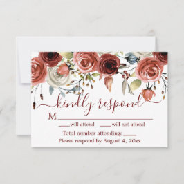 Tarjeta De Agradecimiento Boda floral de óxido de otoño