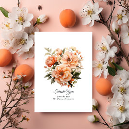 Tarjeta De Agradecimiento Boda Floral de Peach Fuzz