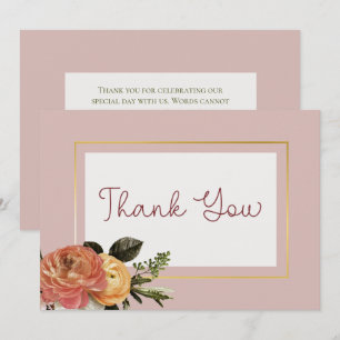 Tarjeta De Agradecimiento Boda floral de Peach Mimosa Blooms