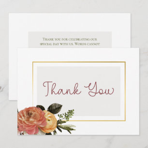 Tarjeta De Agradecimiento Boda floral de Peach Mimosa Blooms