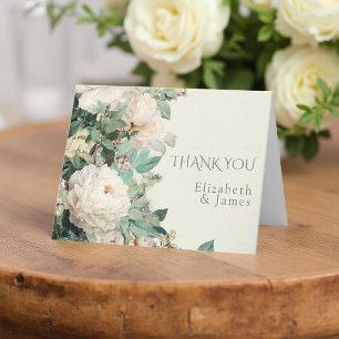 Tarjeta De Agradecimiento Boda floral de peonías rosa acuarela pastel