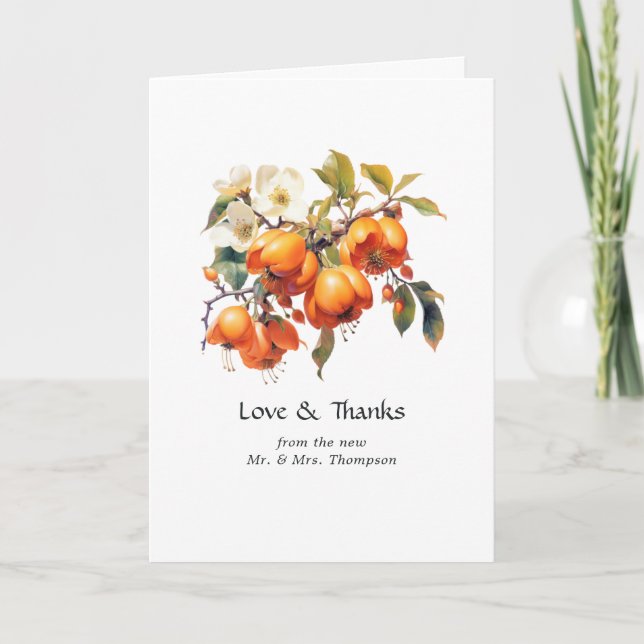 Tarjeta De Agradecimiento Boda Floral de Persimmon (Anverso)