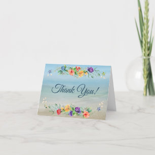 Tarjeta De Agradecimiento Boda Floral de Playa de Inspiración Oceánica Graci