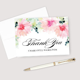 Tarjeta De Agradecimiento Boda floral de primavera con acuarela Vintage Blus