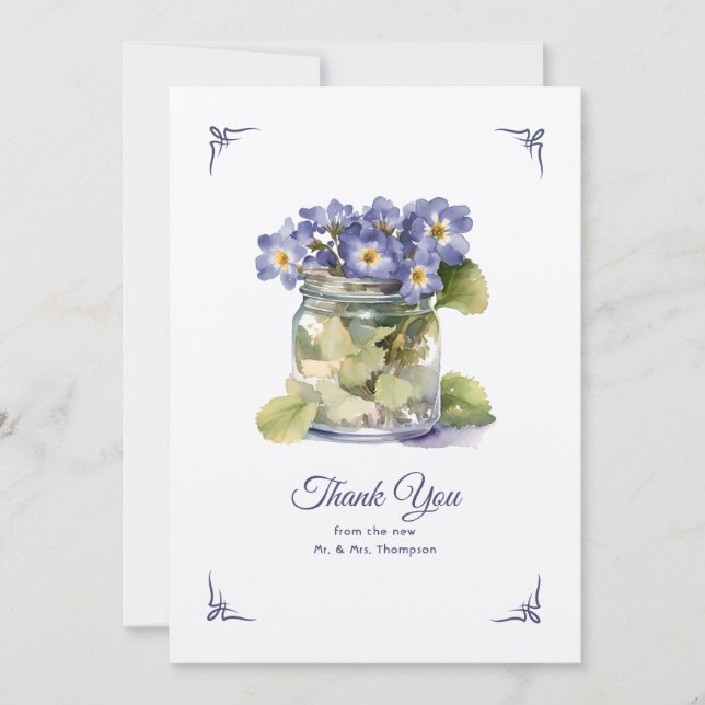 Tarjeta De Agradecimiento Boda Floral de Prímula Vespertina Común Future Dus (Anverso)