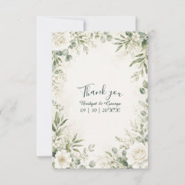 Tarjeta De Agradecimiento Boda floral de rosa eucalipto romántico