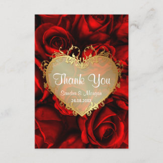Tarjeta De Agradecimiento Boda Floral de Rosa Roja Gracias