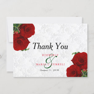 Tarjeta De Agradecimiento Boda Floral de Rosa Roja - Gracias