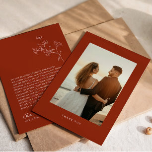 Tarjeta De Agradecimiento Boda floral de terracota boho Siena
