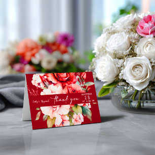 Tarjeta De Agradecimiento Boda floral de terracota borgoña rubor