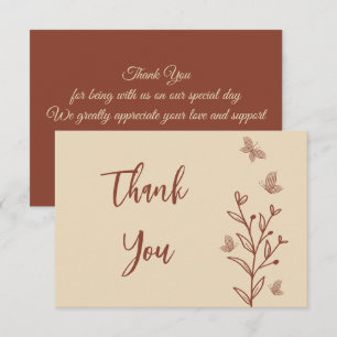 Tarjeta De Agradecimiento Boda floral de terracota simple