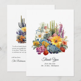 Tarjeta De Agradecimiento Boda floral de tonos del desierto