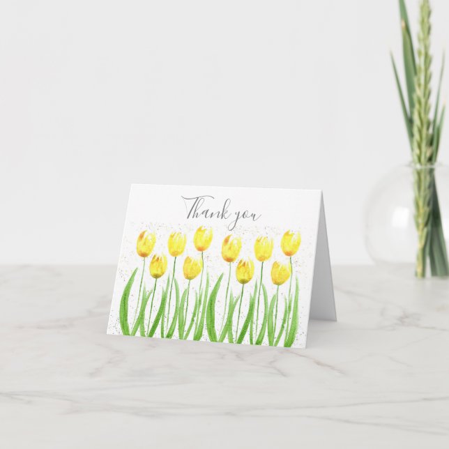 Tarjeta De Agradecimiento Boda floral de tulipanes amarillos clásicos Gracia (Anverso)