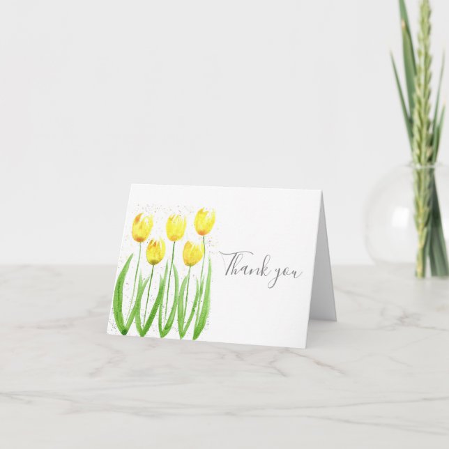 Tarjeta De Agradecimiento Boda floral de tulipanes amarillos clásicos Gracia (Anverso)