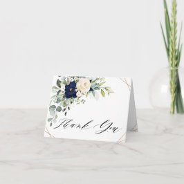 Tarjeta De Agradecimiento Boda floral de vegetación geométrica con toque de 