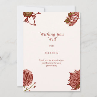 Tarjeta De Agradecimiento Boda Floral Deseándote lo Mejor