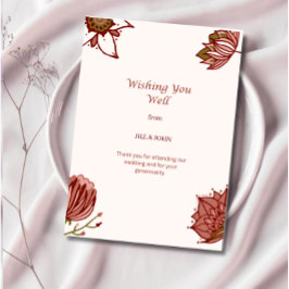 Tarjeta De Agradecimiento Boda Floral Deseándote lo Mejor