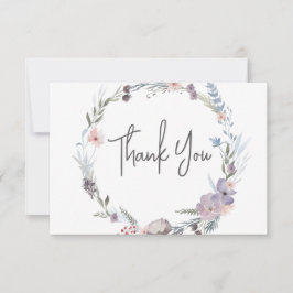 Tarjeta De Agradecimiento Boda Floral Dusty Purple y Blue Boho