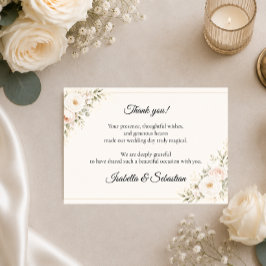 Tarjeta De Agradecimiento Boda floral elegante