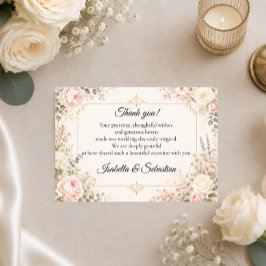Tarjeta De Agradecimiento Boda floral elegante