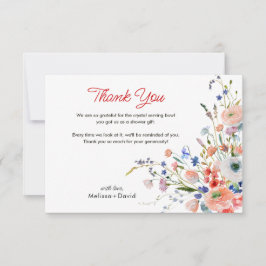 Tarjeta De Agradecimiento Boda floral elegante