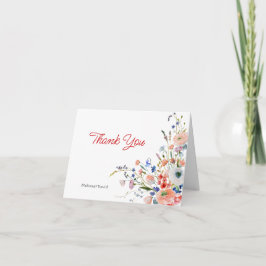 Tarjeta De Agradecimiento Boda floral elegante