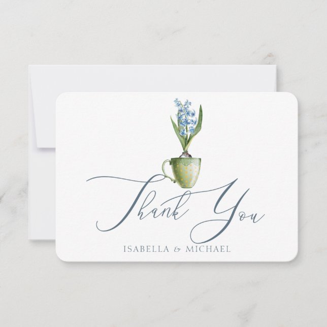 Tarjeta De Agradecimiento Boda floral elegante acuarela Gracias (Anverso)