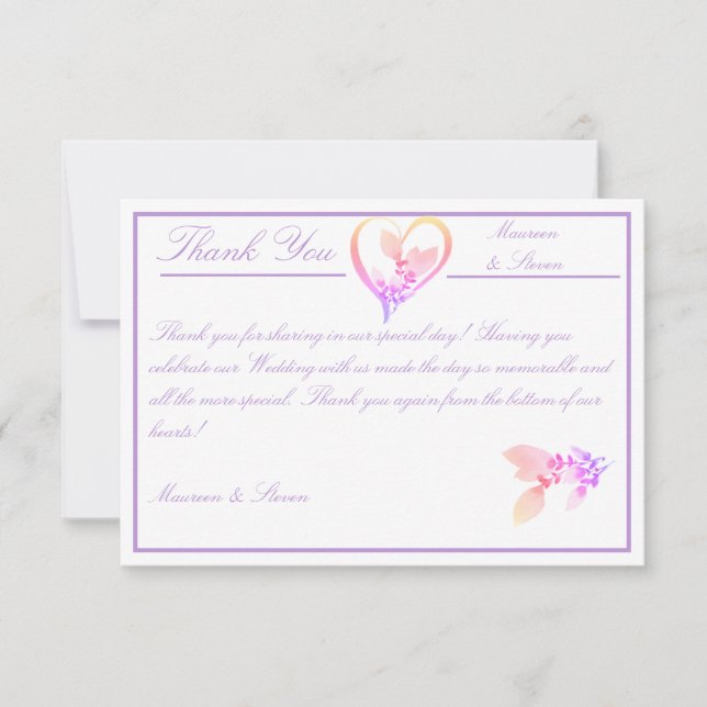 Tarjeta De Agradecimiento Boda floral elegante blanco, rosa brillante y malv (Anverso)