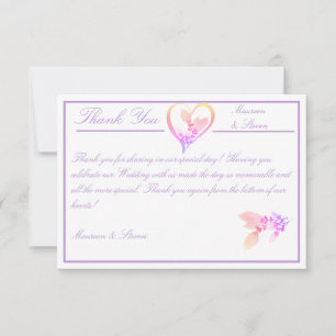 Tarjeta De Agradecimiento Boda floral elegante blanco, rosa brillante y malv