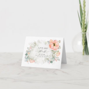 Tarjeta De Agradecimiento Boda Floral Elegante De Peach Gracias